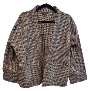 Façonnable Open Front Brown Tweed Jacket Size 44